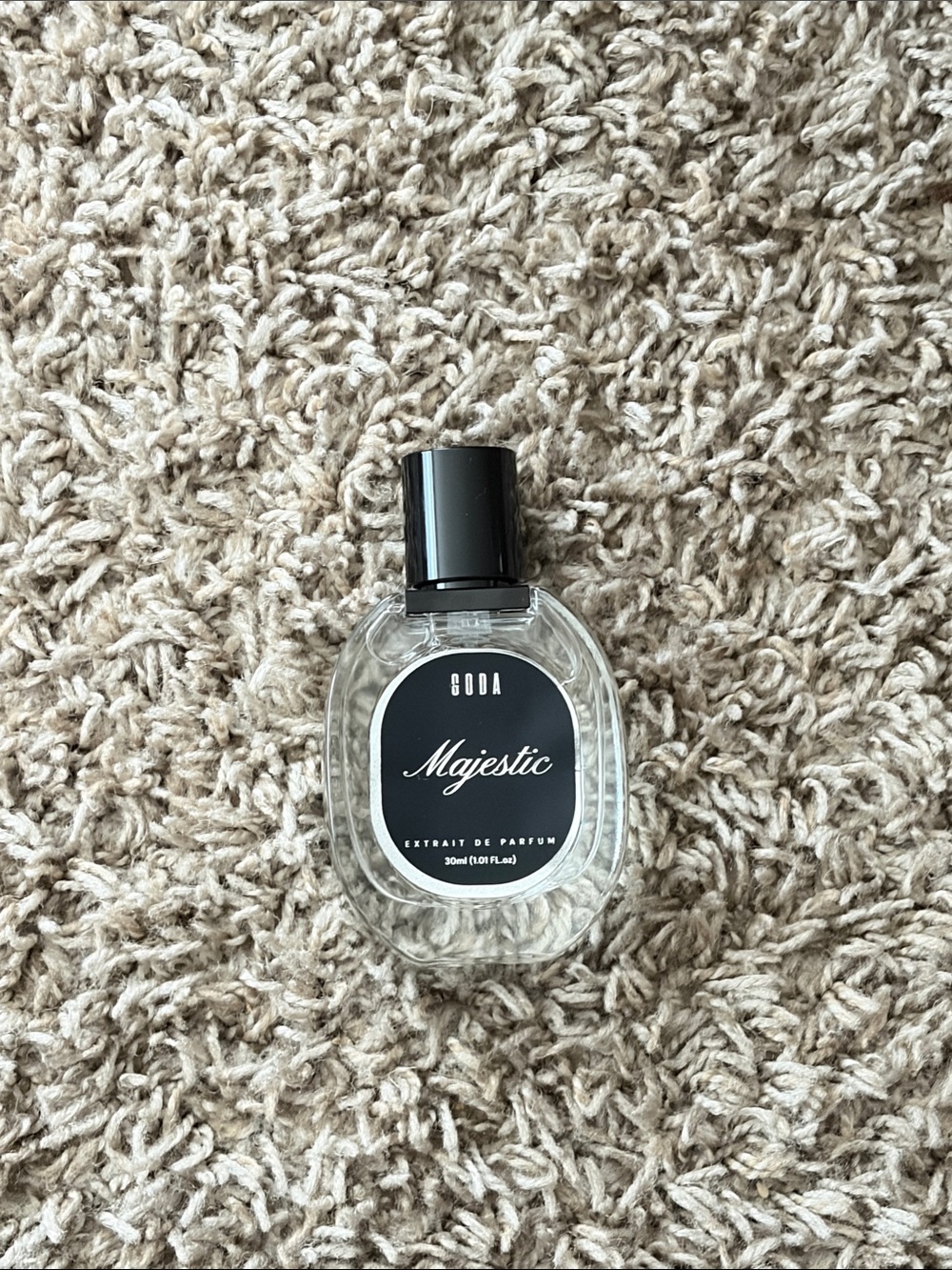 Majestic Clear Fragrance Bottle with Black Label and Cap